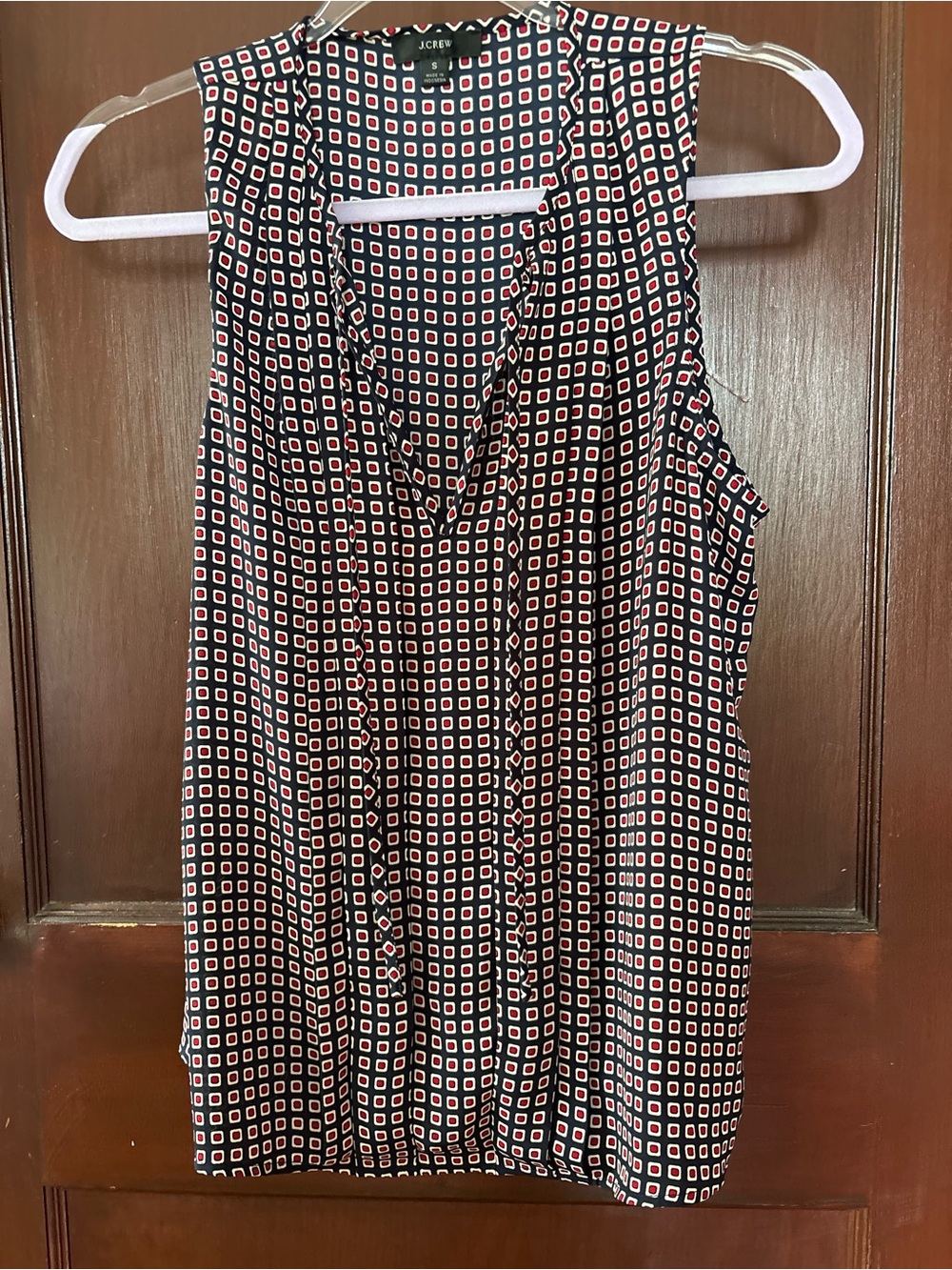 J. Crew Sleeveless Geo Print V-Neck Top